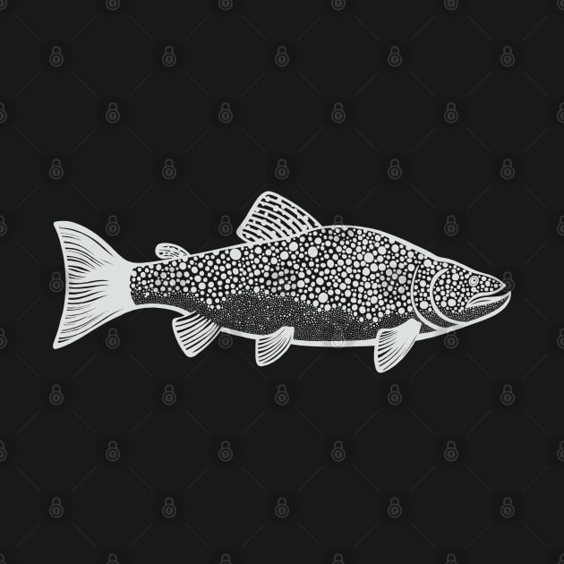 Brown Trout Fish Drawing - fish lovers detailed design by Green Paladin