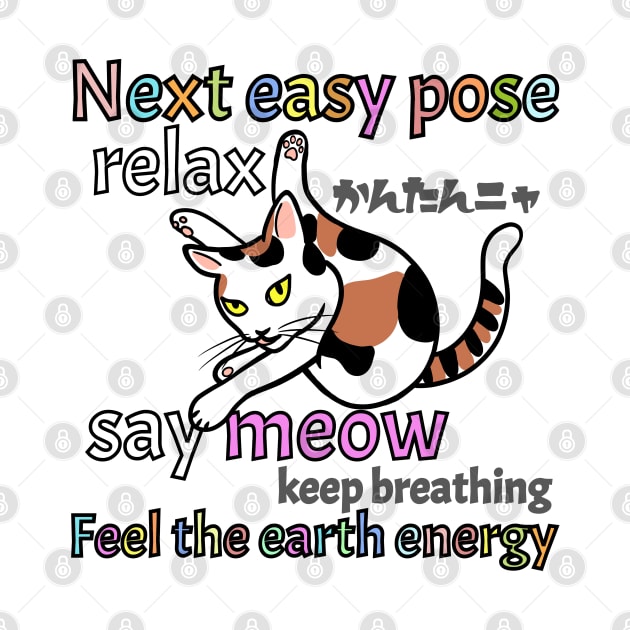 Yoga Instructor Calico Cat "Next Easy Pose" by KL Chocmocc