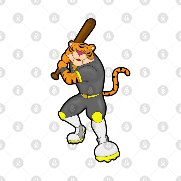 Tiger as Baseball player with Baseball bat by Markus Schnabel