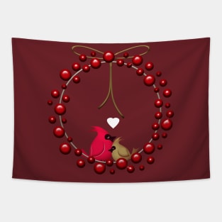 Christmas love birds Tapestry