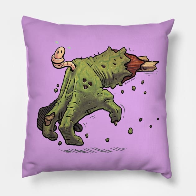 Runaway Zombie Hand and Cute worm. Pillow by JENNEX