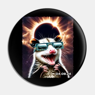 Celestial Opossum: Lunar Eclipse Encounter on Nocturnal Journey T-Shirt Pin