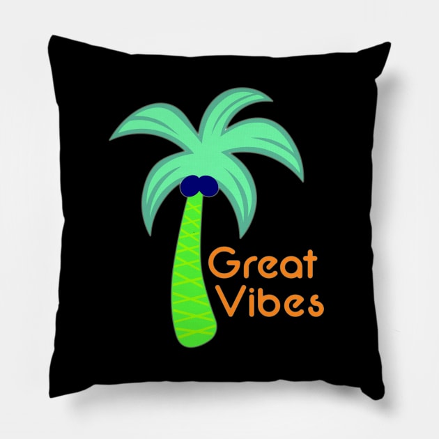 Neon Good Vibes Pillow by mynameisliana