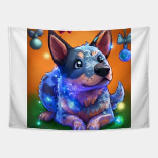 Cute Australian Cattle Dog Drawing Tapestry