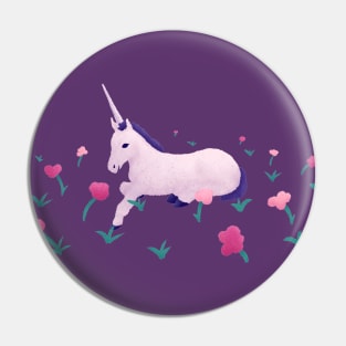 Unicorn Resting in Roses Pin