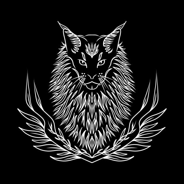 Maine coon black line art by Introvert Home 