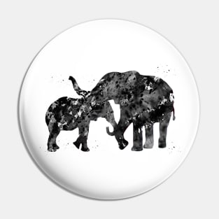 Mother and Daughter Elephants Hugging Pin