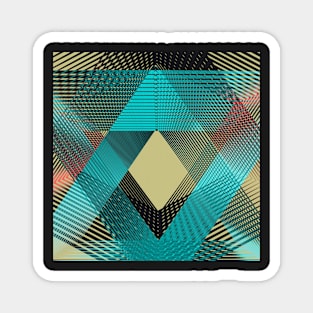 Geometric linear triangles pattern blue Magnet