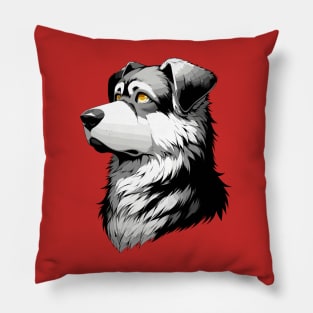 Stunning and Cool Deutscher Wachtelhund Monochrome and Gold Portrait for Father's Day Pillow