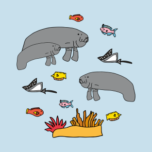 Manatee with colorful fish T-Shirt