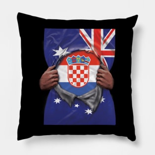 Croatia Flag Australian Flag Ripped Open - Gift for Croatian From Croatia Pillow