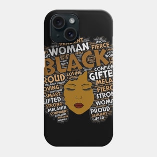 Words in Afro Art Brown Letters Black Women Phone Case