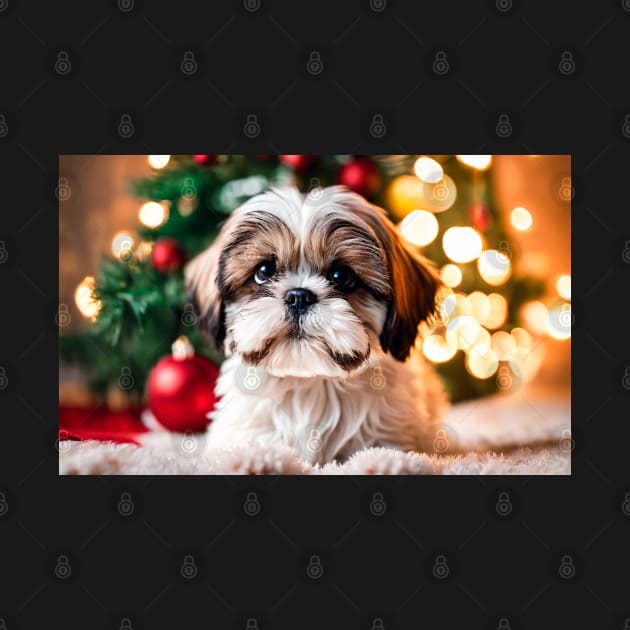 Cute Shih Tzu Christmas Puppy by nicecorgi