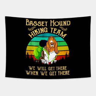 Basset Hound Hiking Team We Will Get There Vintage Tapestry