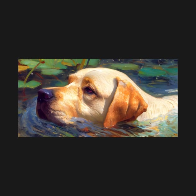 a Labrador Retriever swimming in the river painting by Arteria6e9Vena