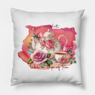 Floral Romantic Tea Pot And Cup Pillow