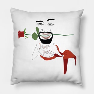 A Rose for You: A Bold Line Art Portrait Pillow