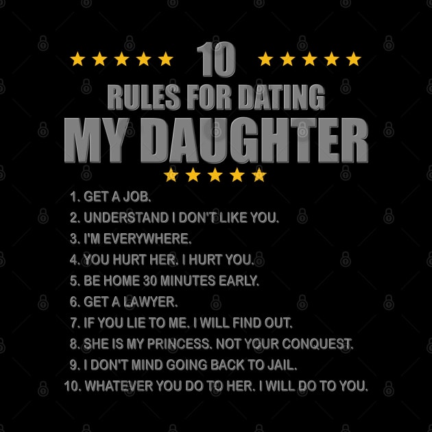 Rules For Dating My Daughter, Happy Fathers Day, Ten 10 Rules Dating Daughter, Funny Fathers Day, Fathers Day Gift Idea, Daughter and Father, Father and Daughter, by DESIGN SPOTLIGHT