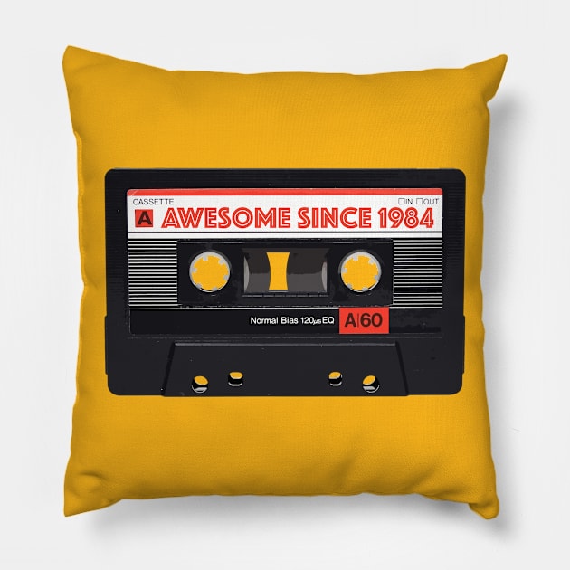 Classic Cassette Tape Mixtape - Awesome Since 1984 Birthday Gift Pillow by DankFutura