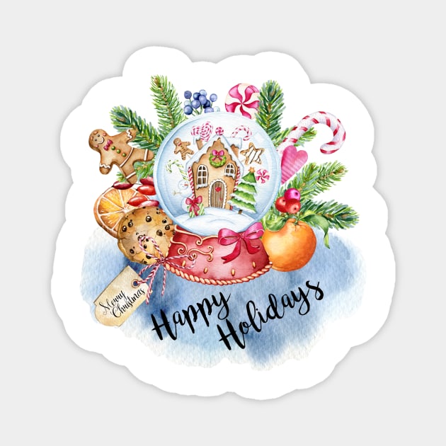 Christmas Snow Globe Magnet by Simple Wishes Art