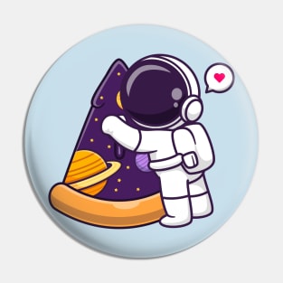 Cute Astronaut With Pizza Space Cartoon Pin