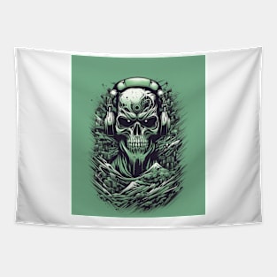 edgy skull with headphones Tapestry