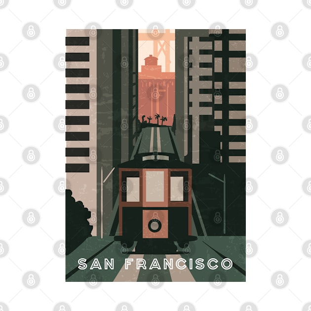 San Francisco, USA. Retro travel poster by GreekTavern