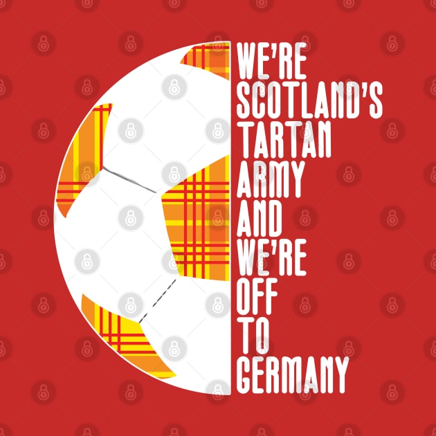 Scotland's Tartan Army, White and Yellow Tartan Ball and Text Design by MacPean