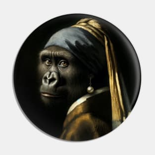 Wildlife Conservation - Pearl Earring Gorilla Meme Pin