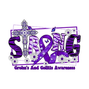 Crohn's And Colitis Awareness Awareness - cross ribbon Strong hope love T-Shirt