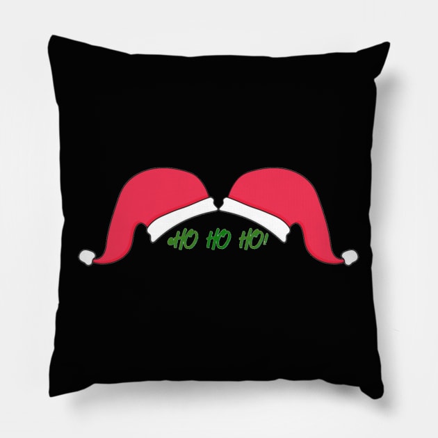 Santa Hat Mustache Black Background Pillow by Humerushumor