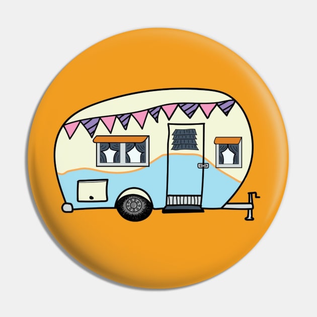 Hit The Road Vintage Camper Canned Ham Pin by MisterBigfoot