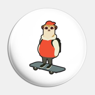 Meerkat as Skater with Skateboard Pin