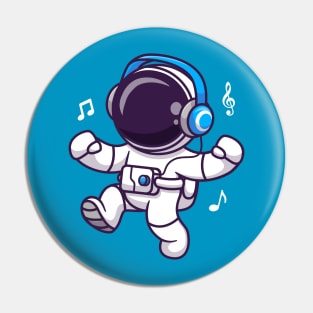 Cute Astronaut Listening Music Cartoon Pin