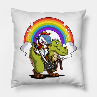 Shark Pirate Riding T-Rex Dinosaur Pillow