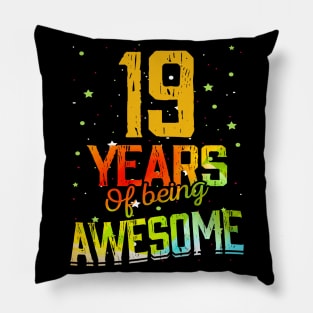 19th Anniversary Gift Vintage Retro 19 Years Of Being Awesome Gifts Funny 19 Years Birthday Men Women Pillow