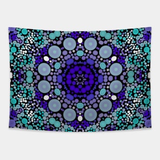 Dot Mandala Flower Purple Blue and White Tapestry