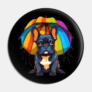 French Bulldog Rainy Day With Umbrella Pin