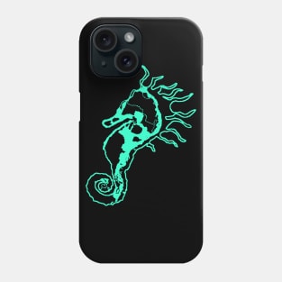 Sleepy Seahorse Aqua/Black Phone Case