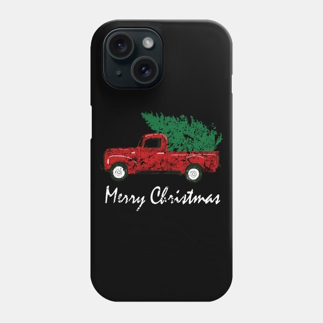 Merry Christmas Retro Vintage Red Truck Phone Case by Soema