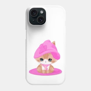 pink hat kitten Phone Case