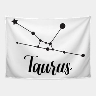 Taurus Zodiac Constellation in Black Tapestry