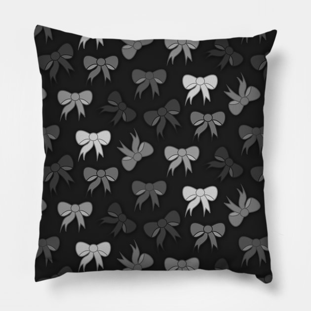 Bows in grey scale wallpaper Pillow by Spinkly