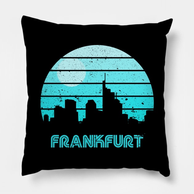 Retro Sunset Frankfurt Pillow by rojakdesigns