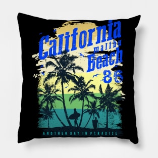 California malibu beach 86, California Surfing beach Vacation  Palm Trees Tropical Pillow