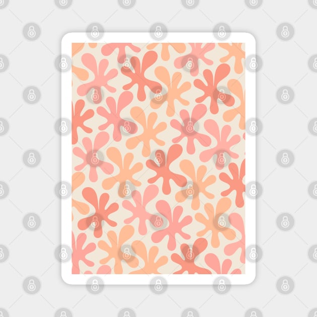 Peach Pink Amoeba Dance Whimsical Pastel Abstract Pattern Magnet by KierkegaardDesignStudio