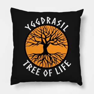 tree of life Yggdrasil Orange Valhalla Vikings Pillow