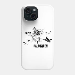 Happy Halloween, witch on a broom Phone Case