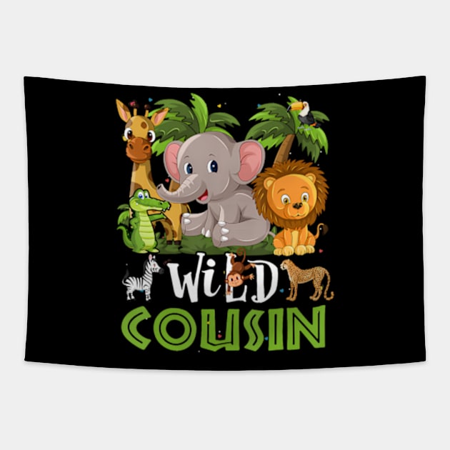 Cousin Of The Wild One Birthday 1st Jungle Family Tapestry by Eduardo