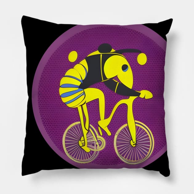 bee on a bike Pillow by mdr design